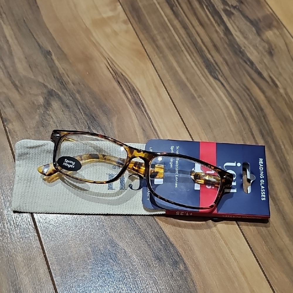 Icu Eyewear +1.25 Tortoise Shell Reading Glasses Scratch Resistant Lenses New